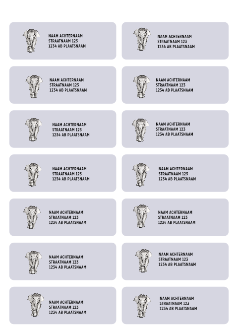 Adresstickers ronde hoeken olifant