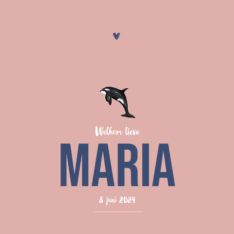 Dubbel geboortekaartje orka voor een meisje