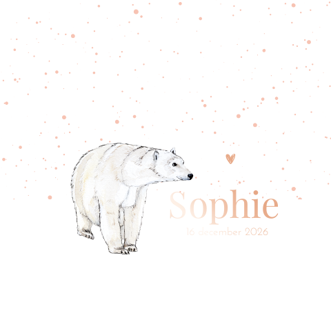 Geboortekaartje meisje sneeuw ijsbeer