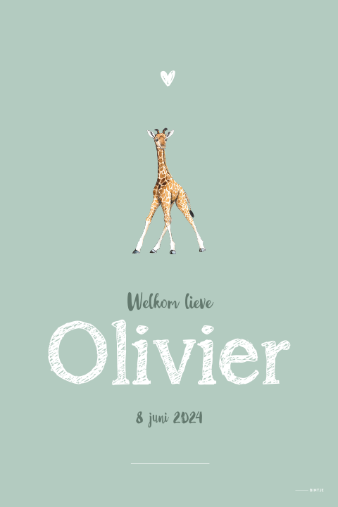 Geboorteposter met baby giraf