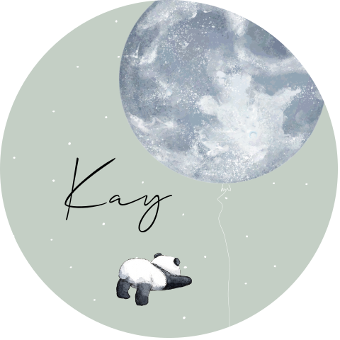 Behangcirkel Baby panda met maan