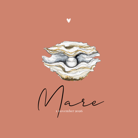 Geboortekaartje vierkant met parel