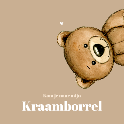 Kraamborrelkaartje vierkant teddy