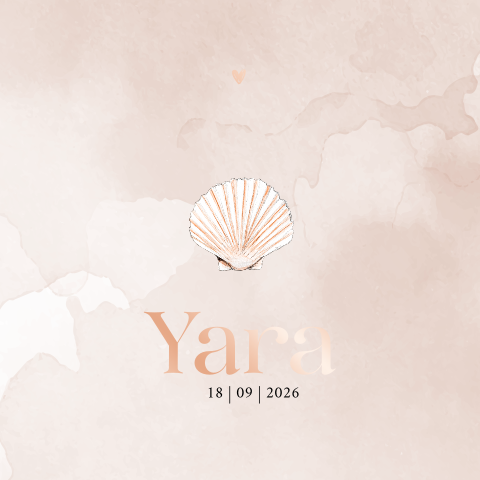 Dubbel geboortekaartje Schelpje voor een meisje