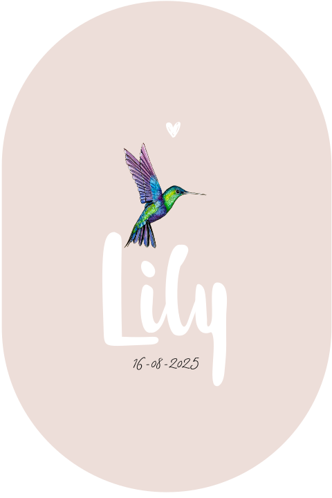 Geboortekaartje kolibrie bijzondere vorm meisje