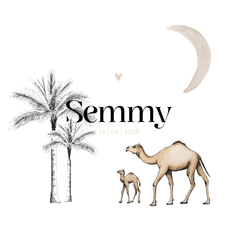 Zomers geboortekaartje met dromedaris