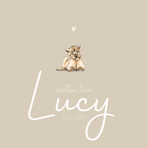 Dubbel geboortekaartje baby leeuw voor een Meisje