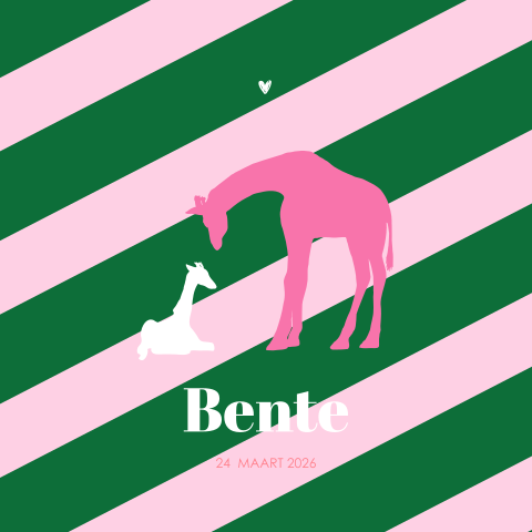 Geboortekaartje met sillouette giraf met baby