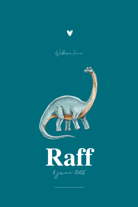 Geboortekaartje Dino staand petrol