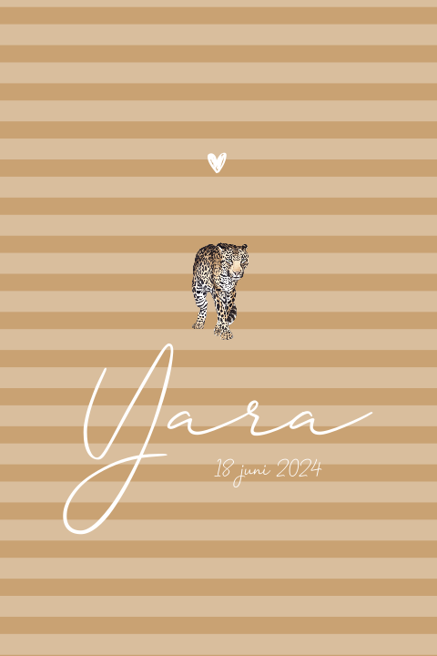 Staand geboortekaartje luipaard voor een meisje