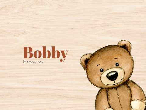 Houten Memory box met teddybeer