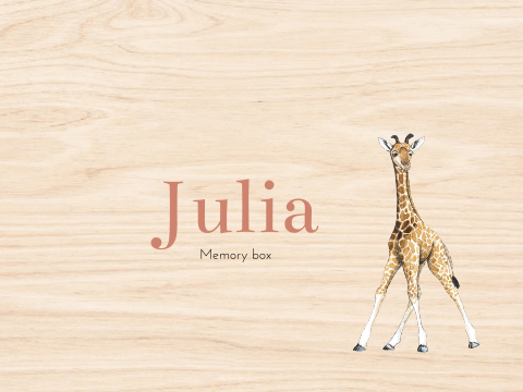 Houten Memory box met baby giraf