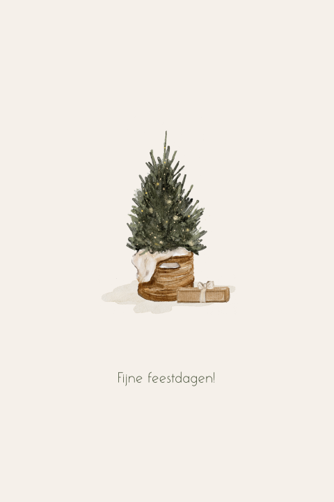 Kerstkaart getekend met illustratie met kerstboom