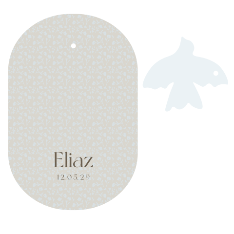 Geboortekaartje ovaal met label duif