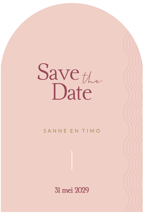 roze save the date kaart golfpatroon