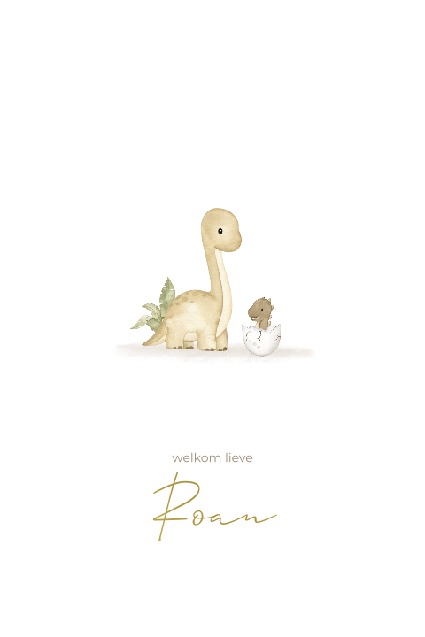 Geboortekaartje dino gezin aquarel