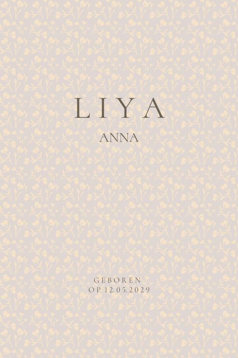 Geboortekaart bloemen patroon hartjes roze