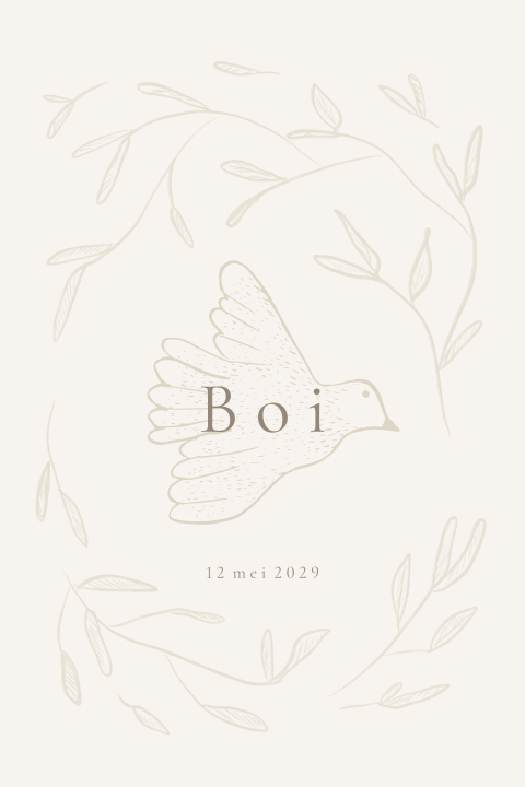 Geboortekaartje takjes duif lijntekening