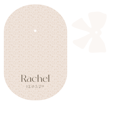 Geboortekaartje ovaal met label strik