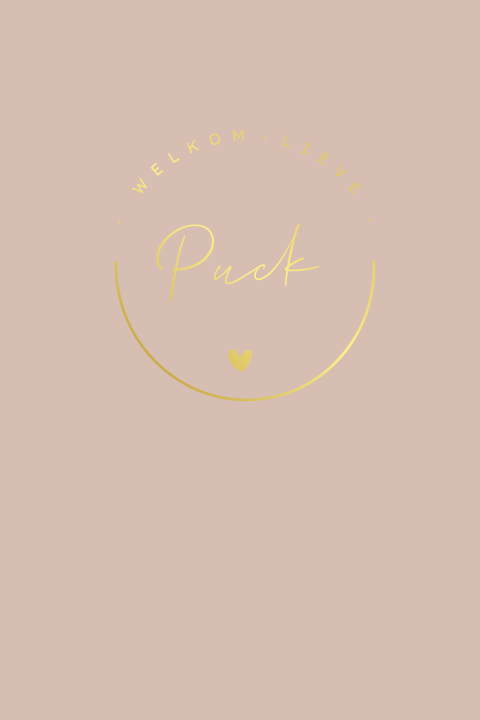 Roze geboortekaartje meisje met goudfolie logo en hartje