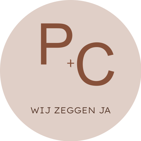 Sluitsticker trouwen roze met initialen modern