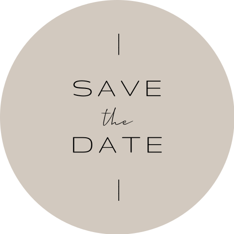 Sluitsticker voor save the date kaart taupe achtergrond