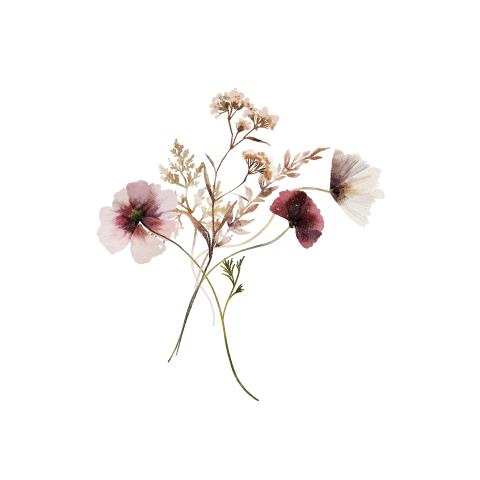 Bloemen sluitsticker illustratie van boeket met roze paarse bloemen