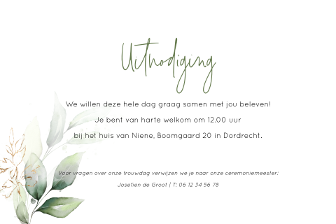Programma kaartje voor bij je trouwkaart met extra info