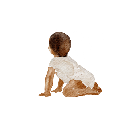 Sticker geboortekaartje met een Baby in romper met donker haar
