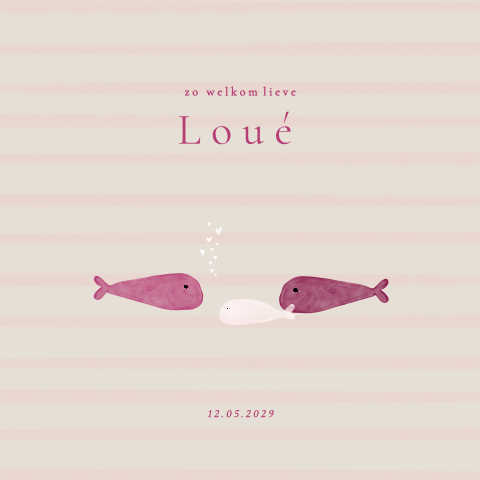 Geboortekaartje walvis streep meisje