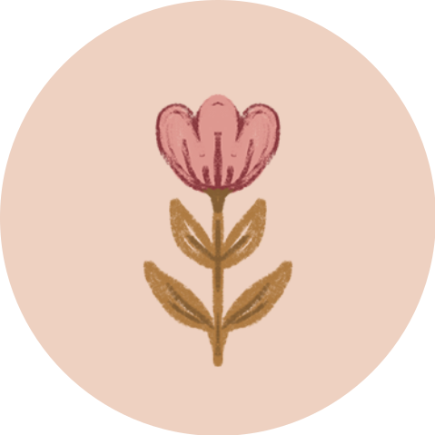 Sticker bloem getekend botanical roze