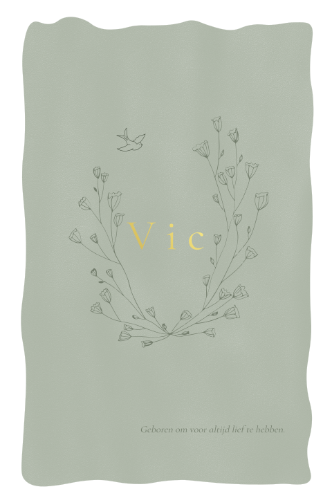 Geboortekaartje stans golvende rand takje vogel