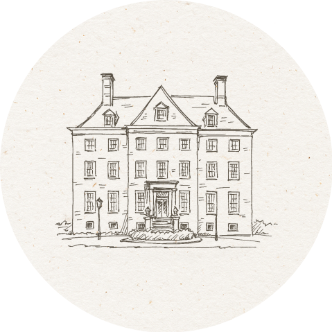 Sticker pentekening bij trouwkaart kasteel amerongen