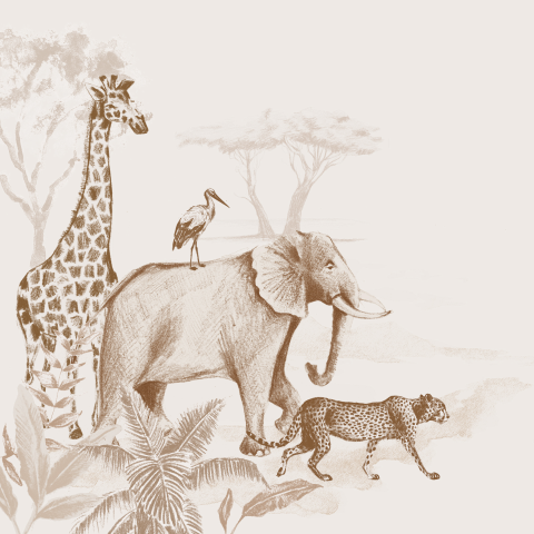 poster vintage jungle dieren 60x60