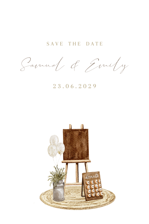 Save the date kaart met aquarel illustraties festival bruiloft