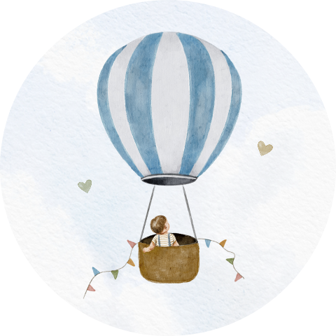 Sluitsticker jongen getekend aquarel luchtballon vlaggen