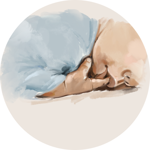 Sluitsticker geboortekaartje jongen olieverf blauw