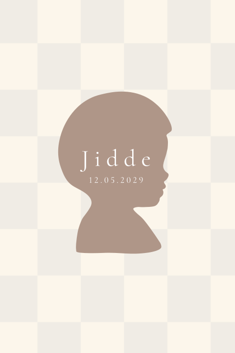 Geboortekaartje blokruit silhouet jongen