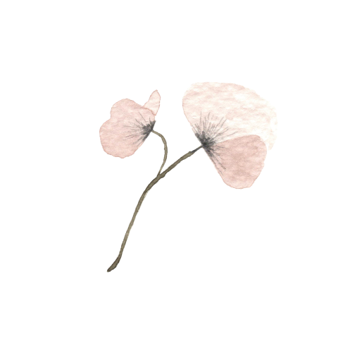 Sticker voor trouwkaart met roze waterverf bloemetje