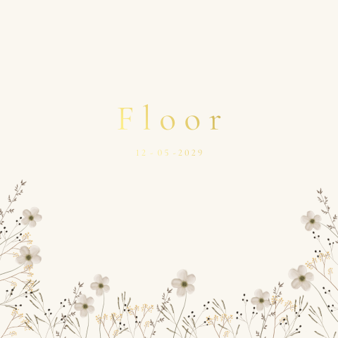 Geboortekaartje watercolor bloemetjes naturel