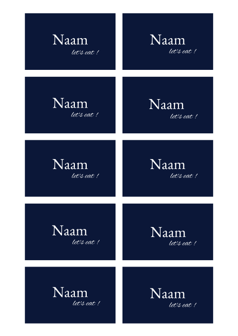 Donkerblauwe klassieke naamkaartjes met tekst