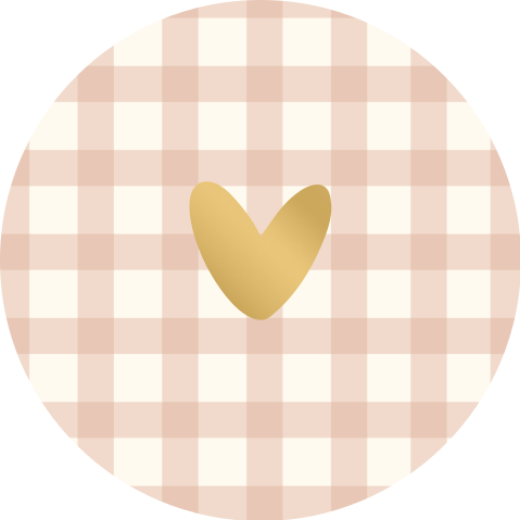 sticker roze met ruitjes en een gouden hartje