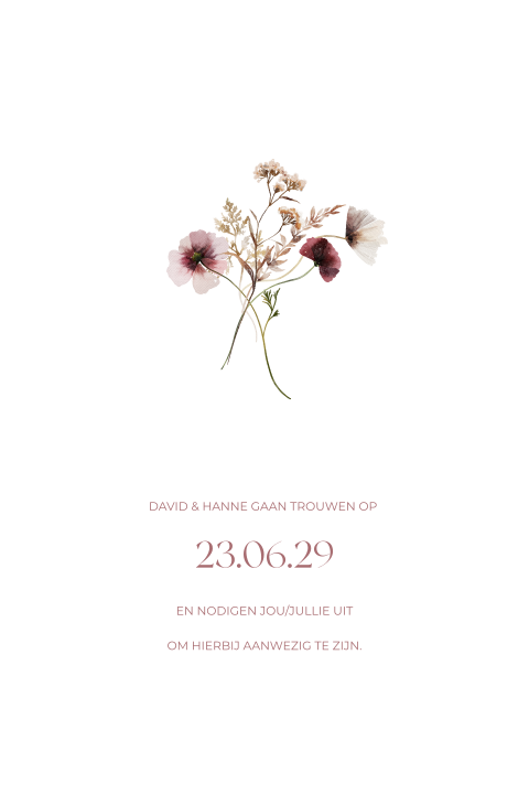Uitnodiging bruiloft illustratie bloemen boeket getekend klassiek