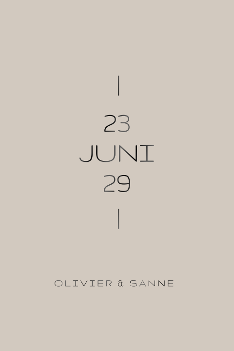 Save the date kaart taupe met hoogglans datum klassiek