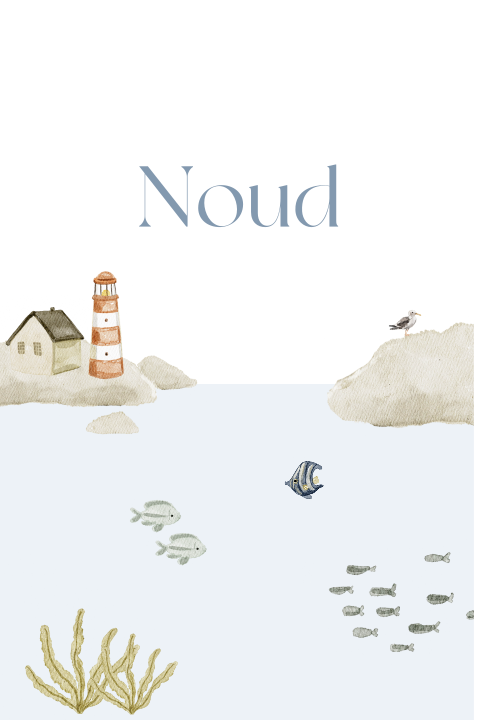 raambord dubbel geboortekaartje waterdieren illustratie zomer