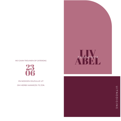 hippe stapelkaart trouwen roze donkerrood