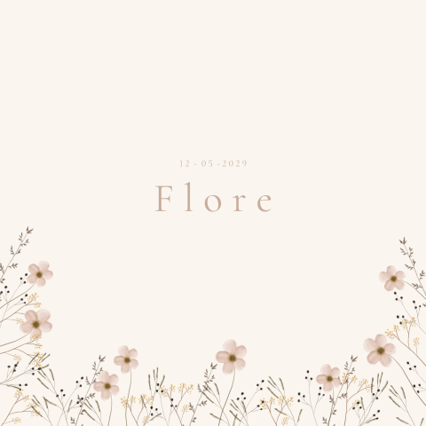 Geboortekaartje lieve watercolor bloemetjes roze