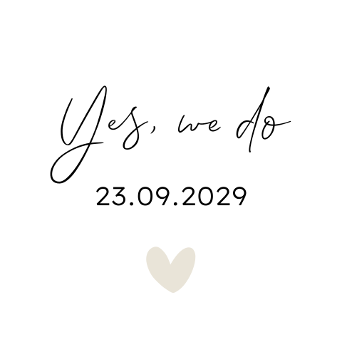 Sticker trouwkaart met yes we do en een hartje