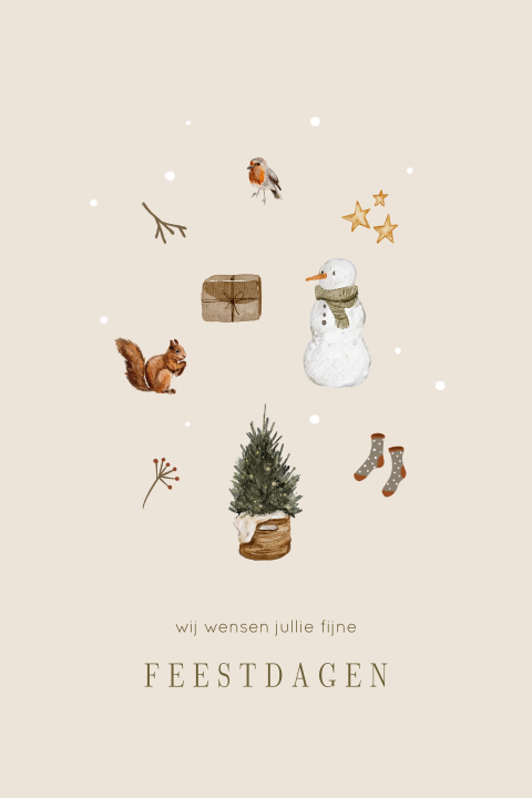 Kerstkaart getekend winter illustraties waterverf