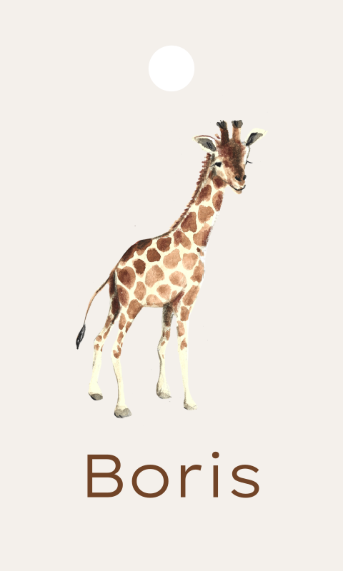 Label geboorte doopsuiker traktatie giraffe jungle 18 stuks